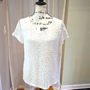 TOMMY HILFIGER ▪︎ Womens Elegant White Lace Top, Size Lg